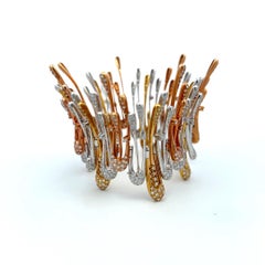 6.50 Carat Round Diamond 18K Tri Color Gold Vintage Link Bracelet G VS