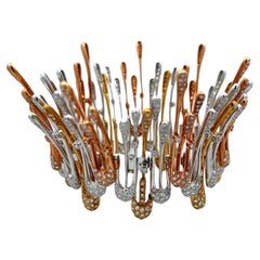 6.50 Carat Round Diamond 18K Tri Color Gold Vintage Link Bracelet G VS