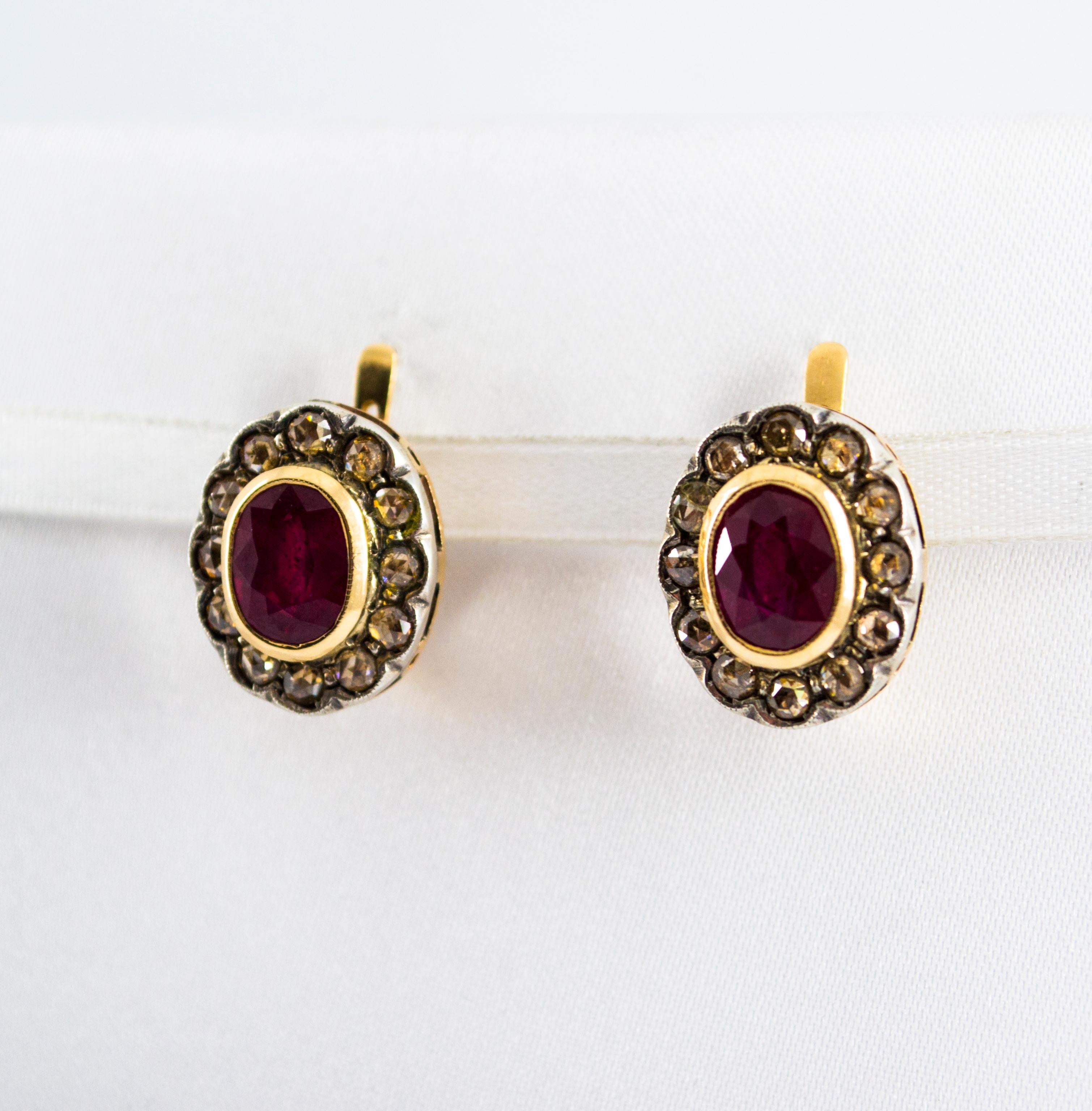 These Earrings are made of 9K Yellow Gold and Sterling Silver.
These Earrings have 1.20 Carats of White Diamonds.
These Earrings have 6.50 Carats of Natural Heat Treated Rubies.
All our Earrings have pins for pierced ears but we can change the