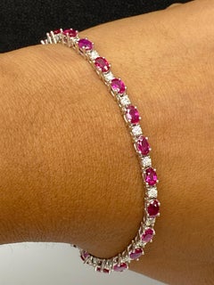 Bracciale Tennis con rubini e diamanti da 6,50 carati in oro bianco 14K