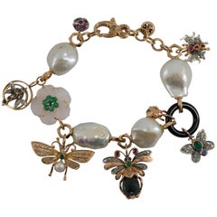6,50 Carati Rubino Zaffiro Smeraldo Tormalina Diamante Bianco Bracciale in Oro Giallo