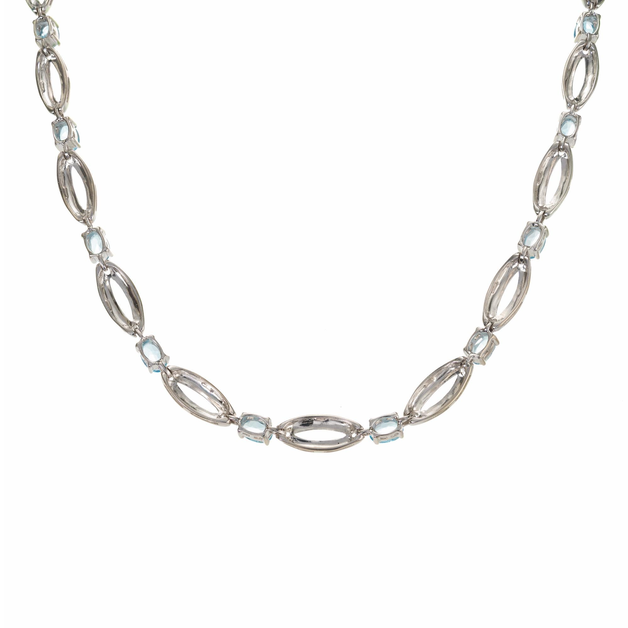 Oval Cut 6.50 Carat Topaz White Gold Necklace For Sale