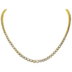 6.50 Carat Total Diamond Rivière Necklace in 18 Karat Yellow Gold