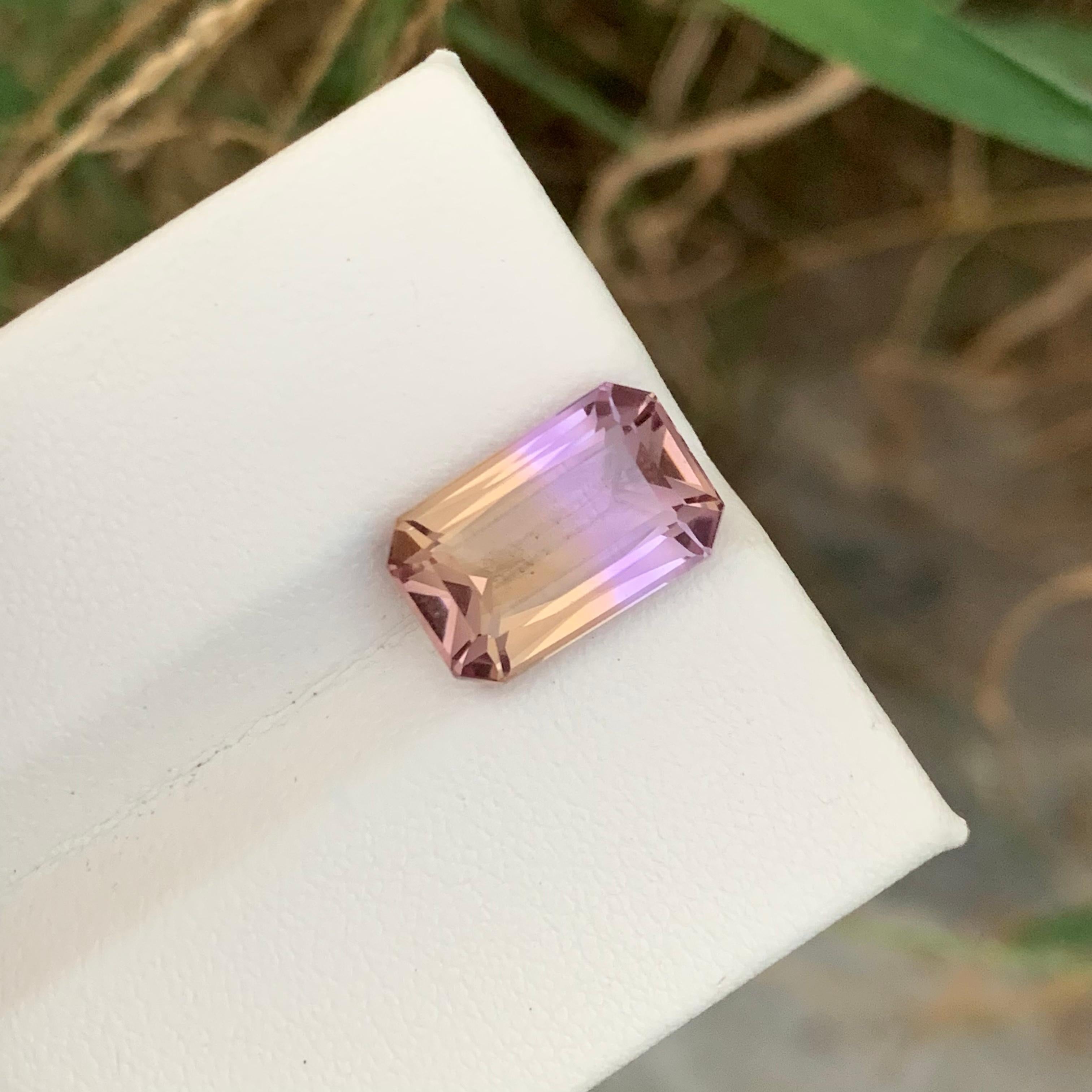 Arts and Crafts 6.50 Carats Faceted Natural Ametrine Ring Gem Emerald Shape From Brazil Mine For Sale