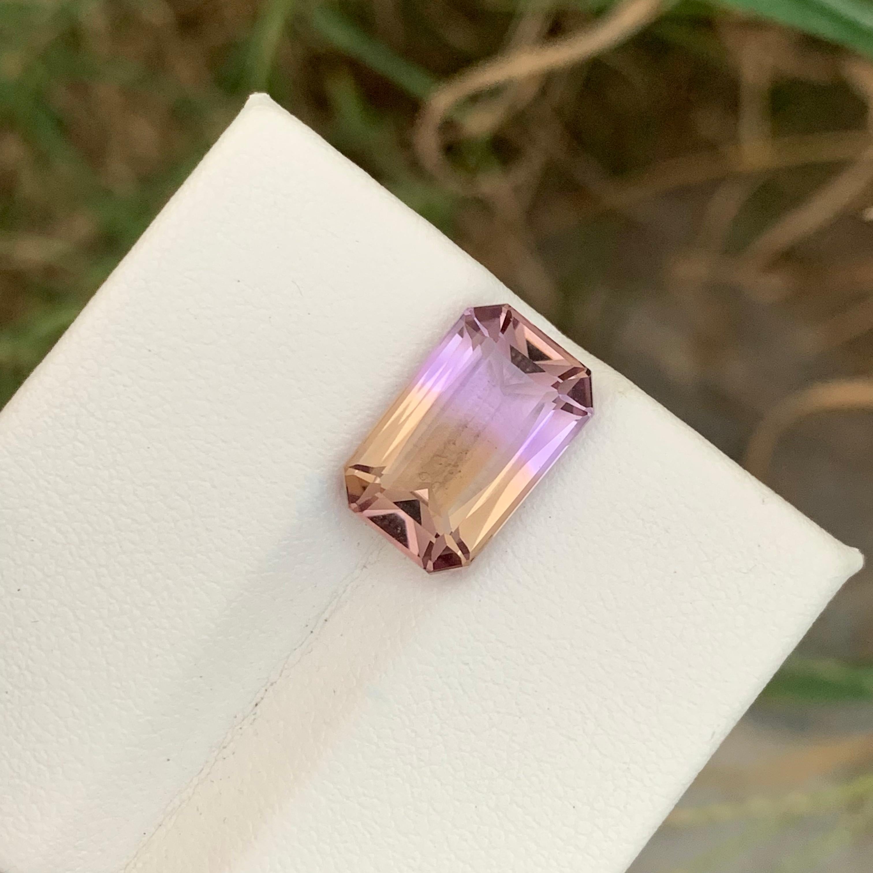 Emerald Cut 6.50 Carats Faceted Natural Ametrine Ring Gem Emerald Shape From Brazil Mine For Sale