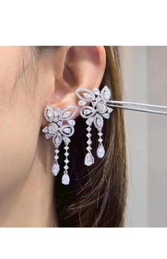 6.50 Carats Mixed Shape Diamonds 14k Gold Earrings