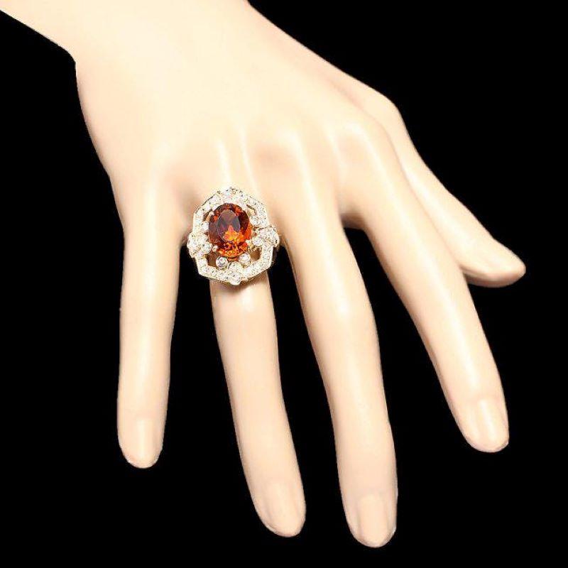 6.50 Carats Natural Citrine and Diamond 14K Solid Yellow Gold Ring In New Condition For Sale In Los Angeles, CA