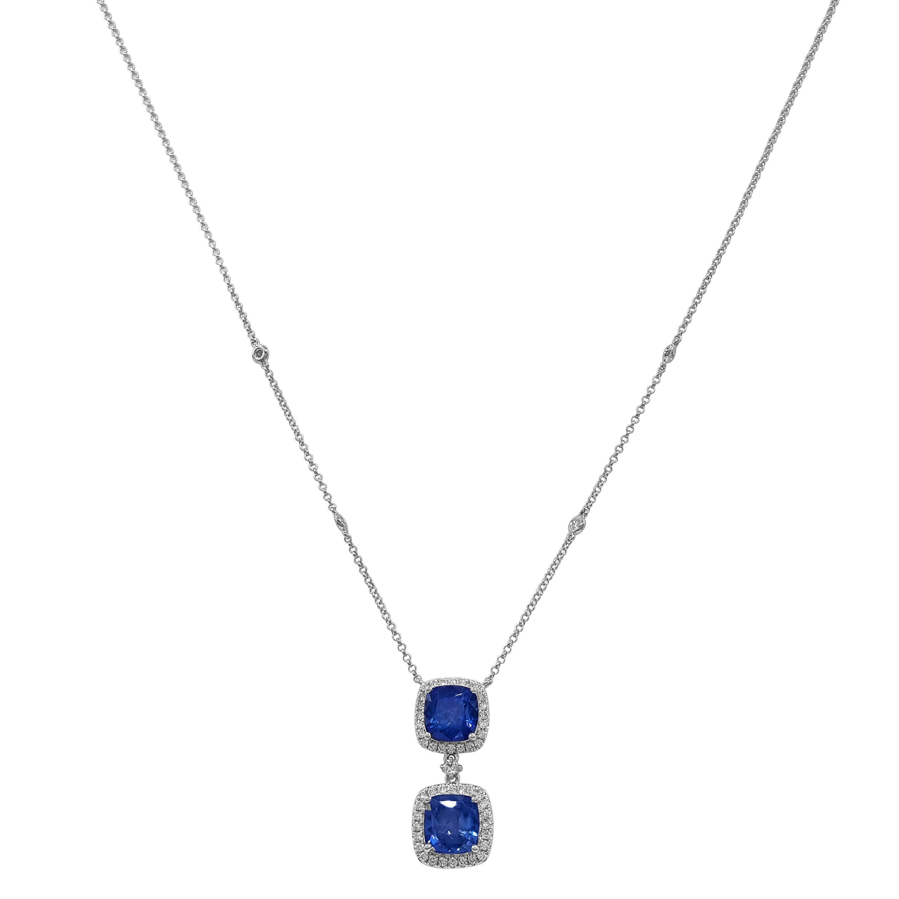 Collana in oro bianco con zaffiro e diamante bianco da 6,50 carati In condizioni Nuovo in vendita a New York, NY