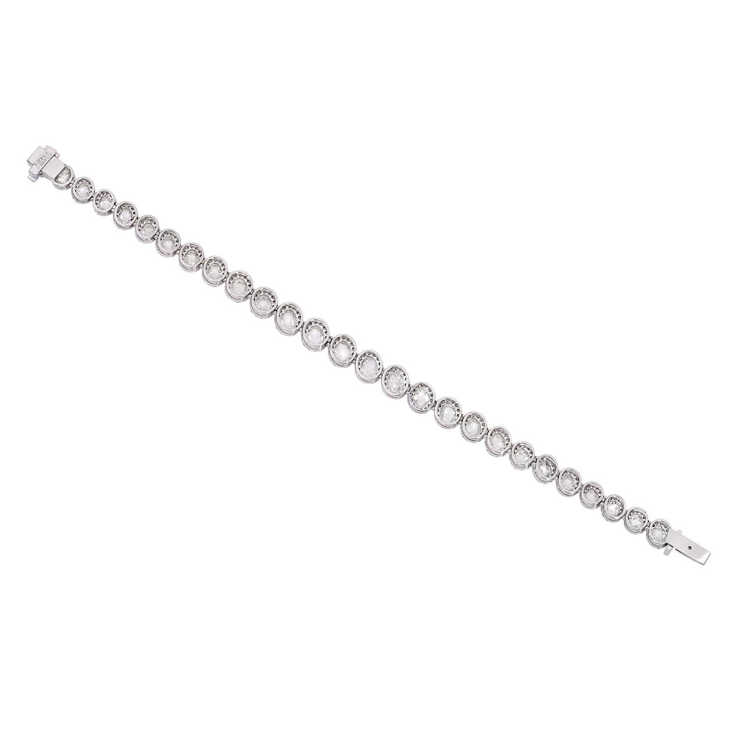 6.50 Karat Tennis-Armband mit Diamanten im Rosenschliff und rundem Brillantschliff für Damen oder Herren im Angebot