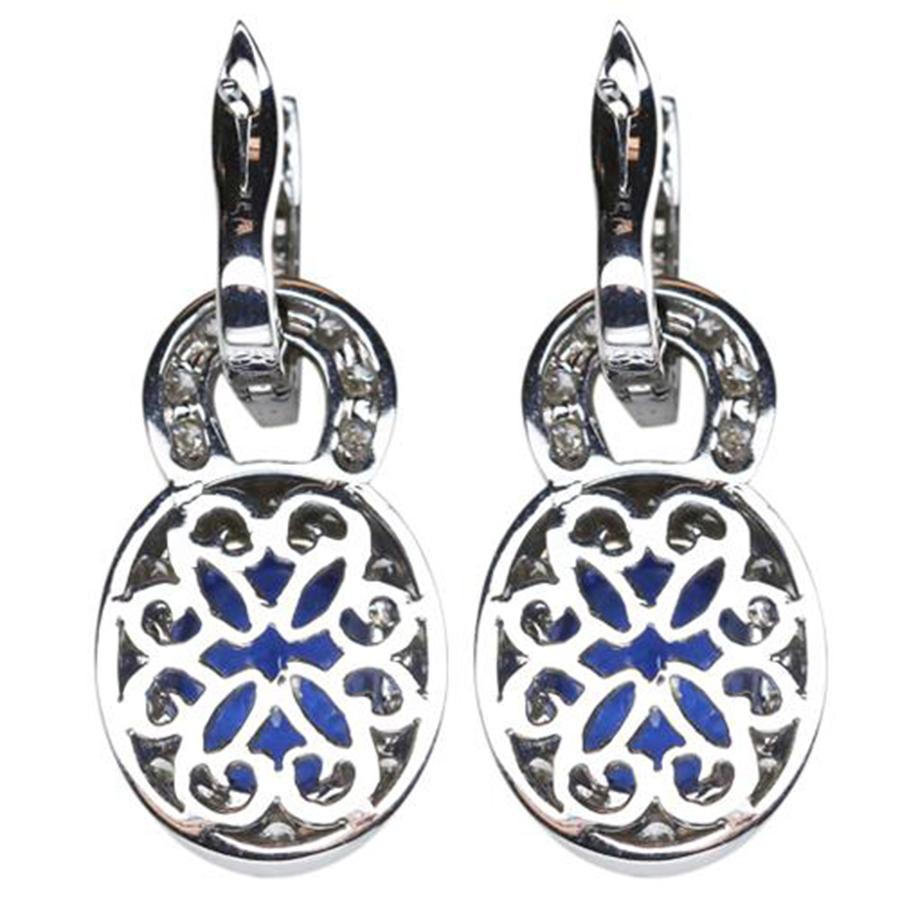 Contemporary 6.50 Carat Vivid Blue Tanzanite Diamond Drop Gold Earrings Estate Fine Jewelry For Sale