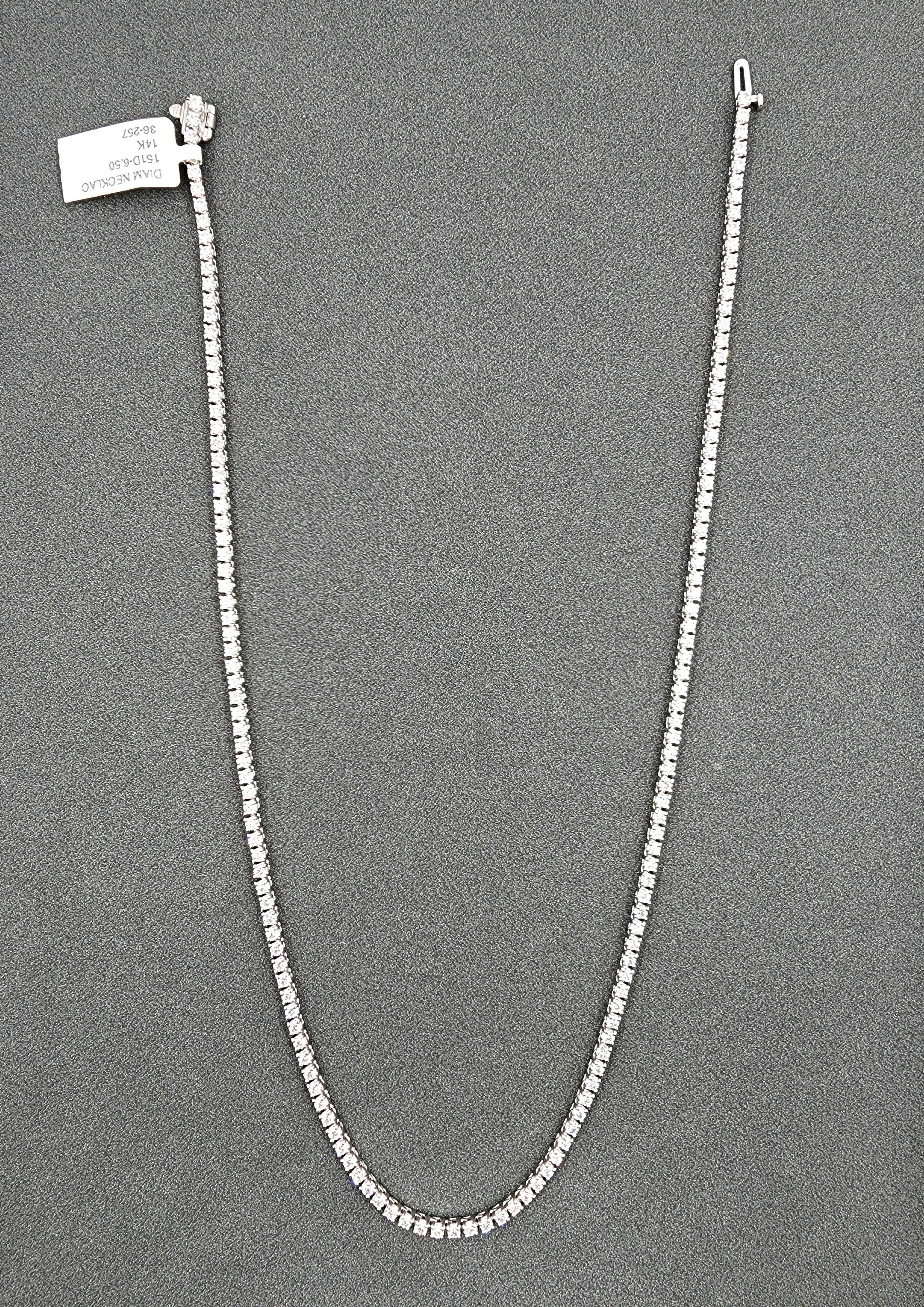 Collar de tenis con diamantes de 6.50 quilates Moderno en venta