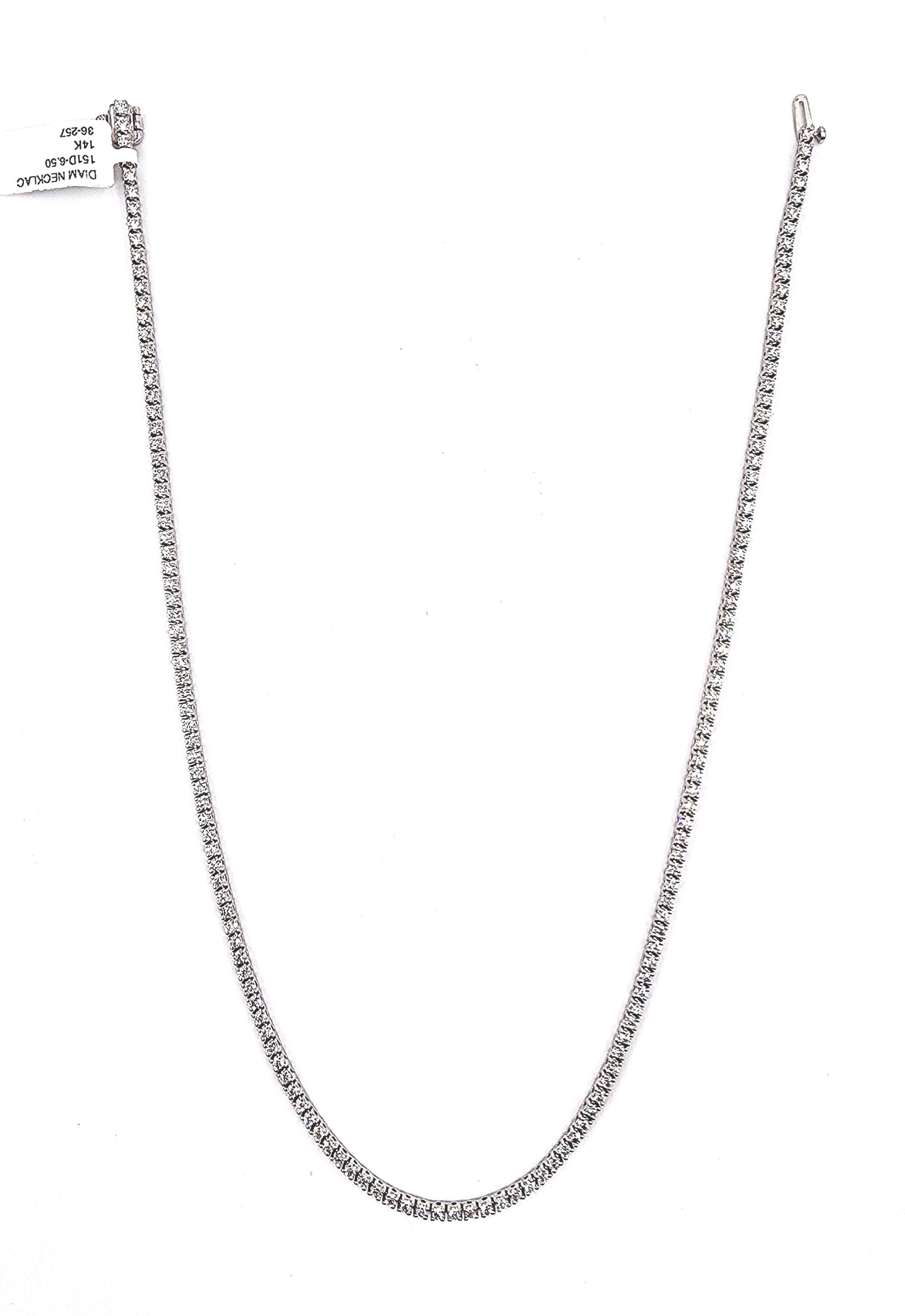 Collar de tenis con diamantes de 6.50 quilates en venta 3