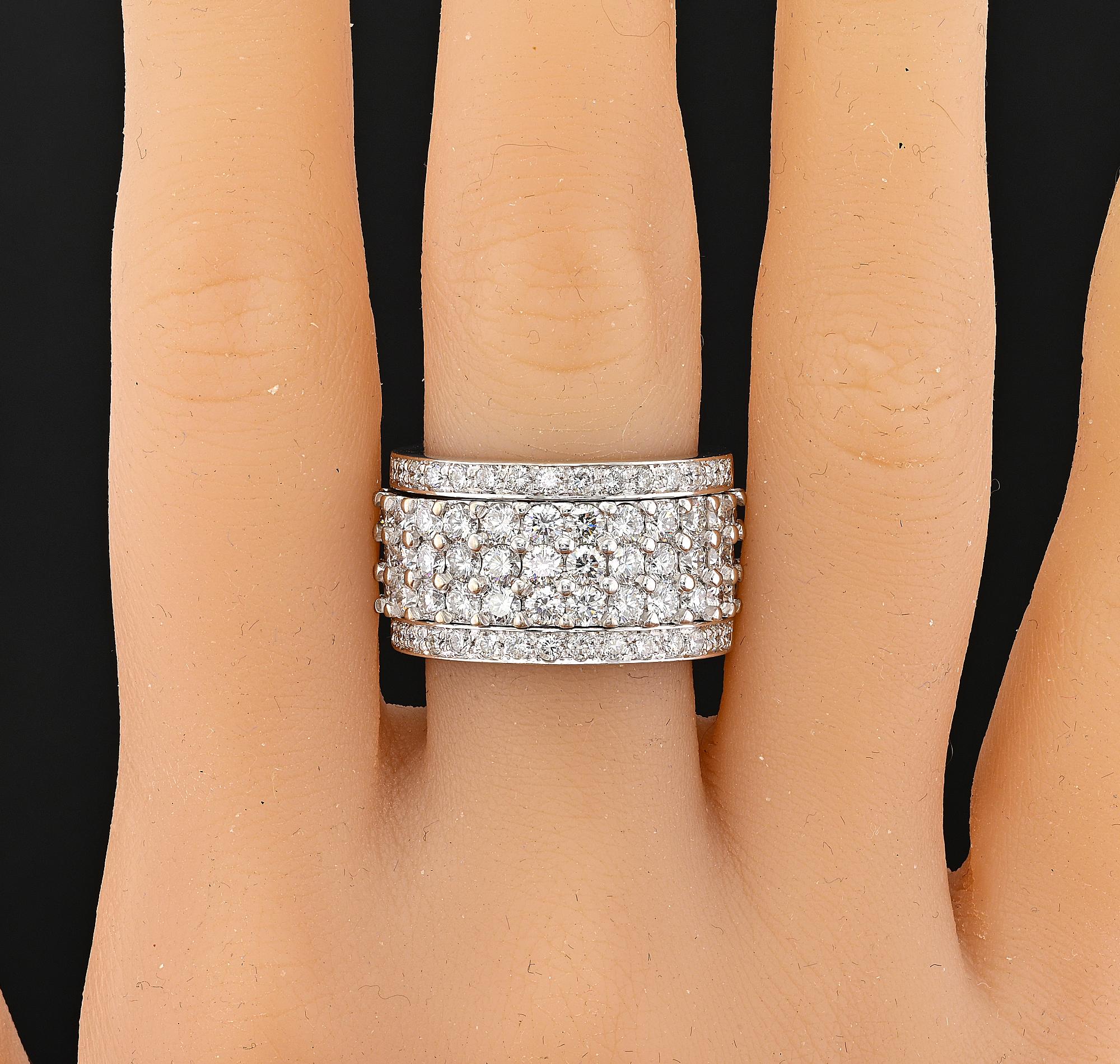 6.50 Ct F IF/VVS Night and Day Spin Rotating Diamond Eternity Ring For Sale 2