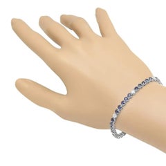 6,50 Zaffiro blu naturale e diamante Bracciale in oro bianco massiccio 18 carati