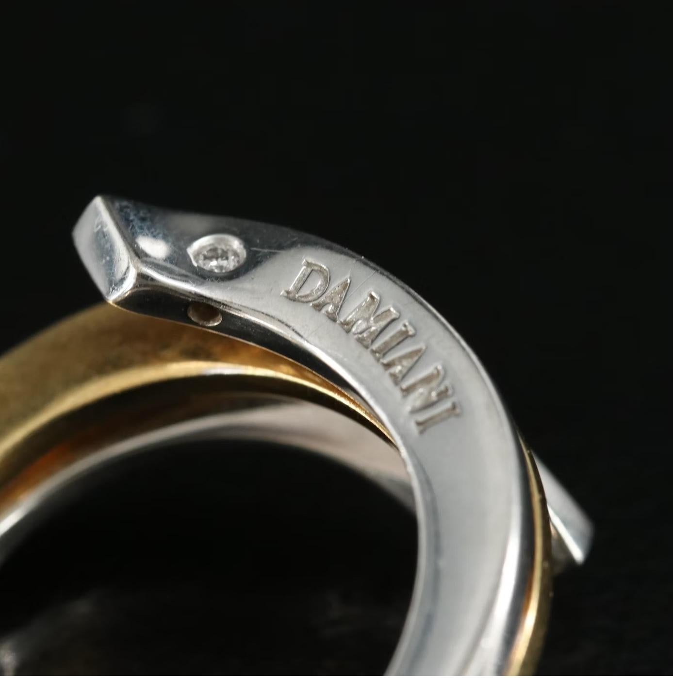 Women's or Men's $6500 / Italian Damiani Diamond Bypass Ring / 18K Gold Heavy ring For Sale