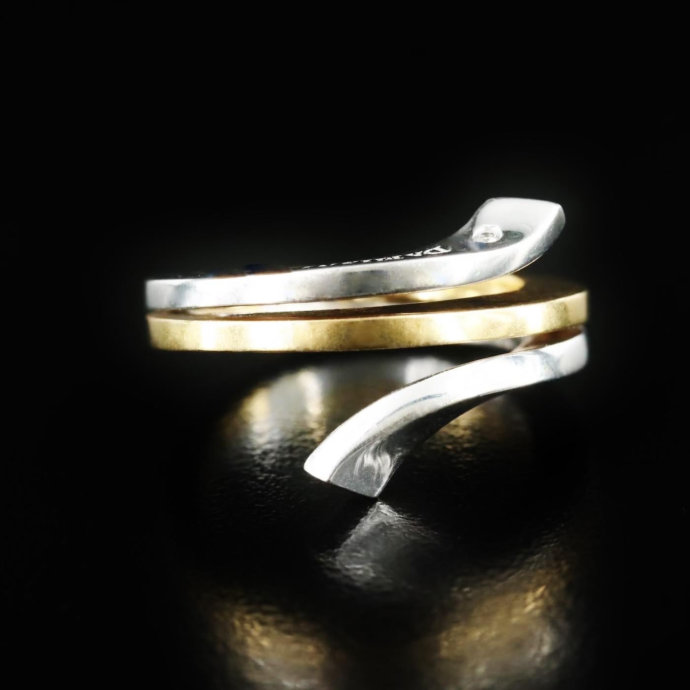 $6500 / Italian Damiani Diamond Bypass Ring / 18K Gold Heavy ring For Sale 1