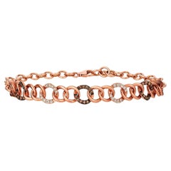 $6500 / NEU / Levian Fancy Link Schokolade & nudefarbenes Diamant-Armband / 14K Gold