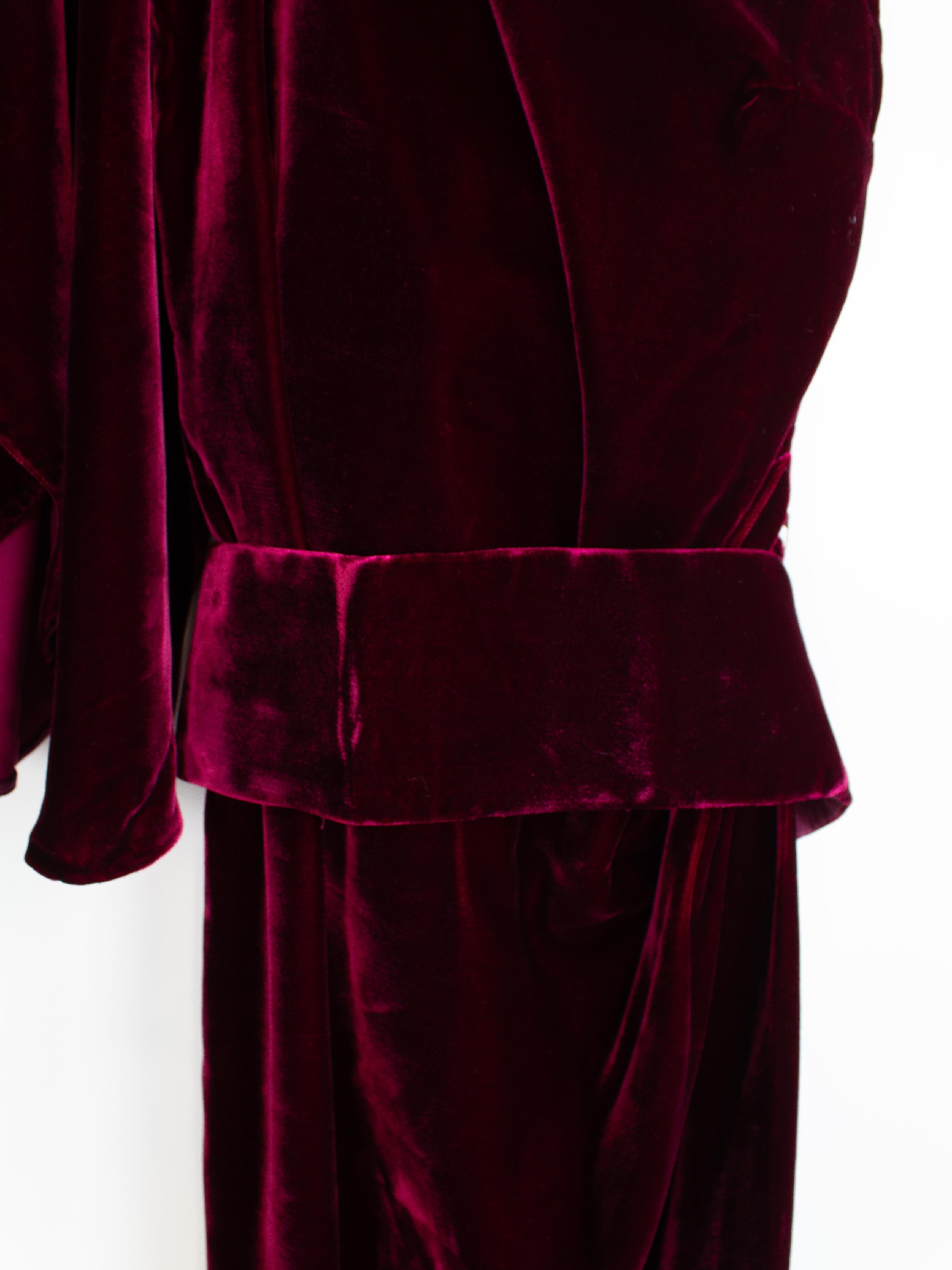 $6500 Ralph&Russo Red Carpet Lady Gaga Wine Red Burgundy Belted Velvet Ava Gown 8