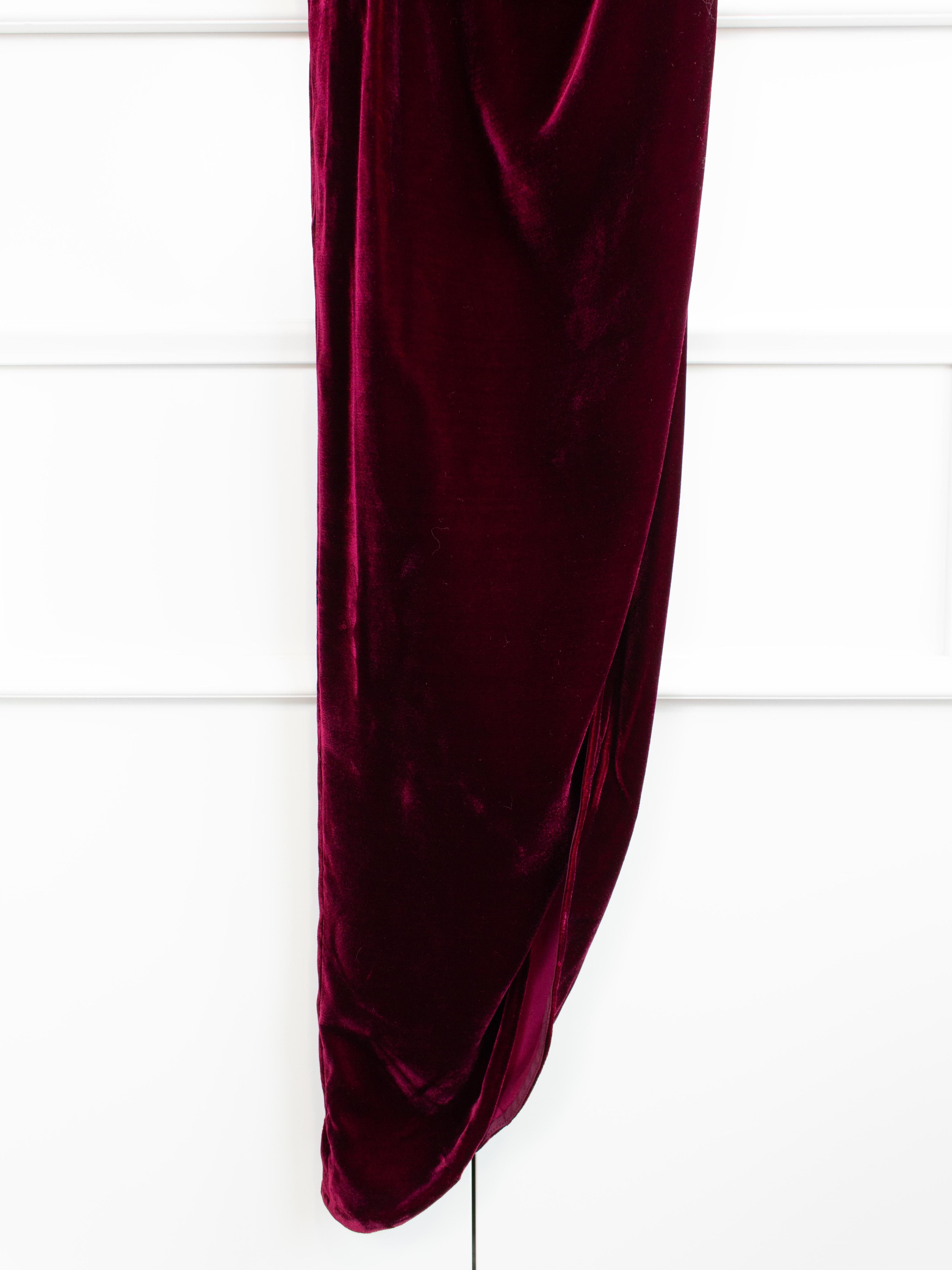 $6500 Ralph&Russo Red Carpet Lady Gaga Wine Red Burgundy Belted Velvet Ava Gown 9