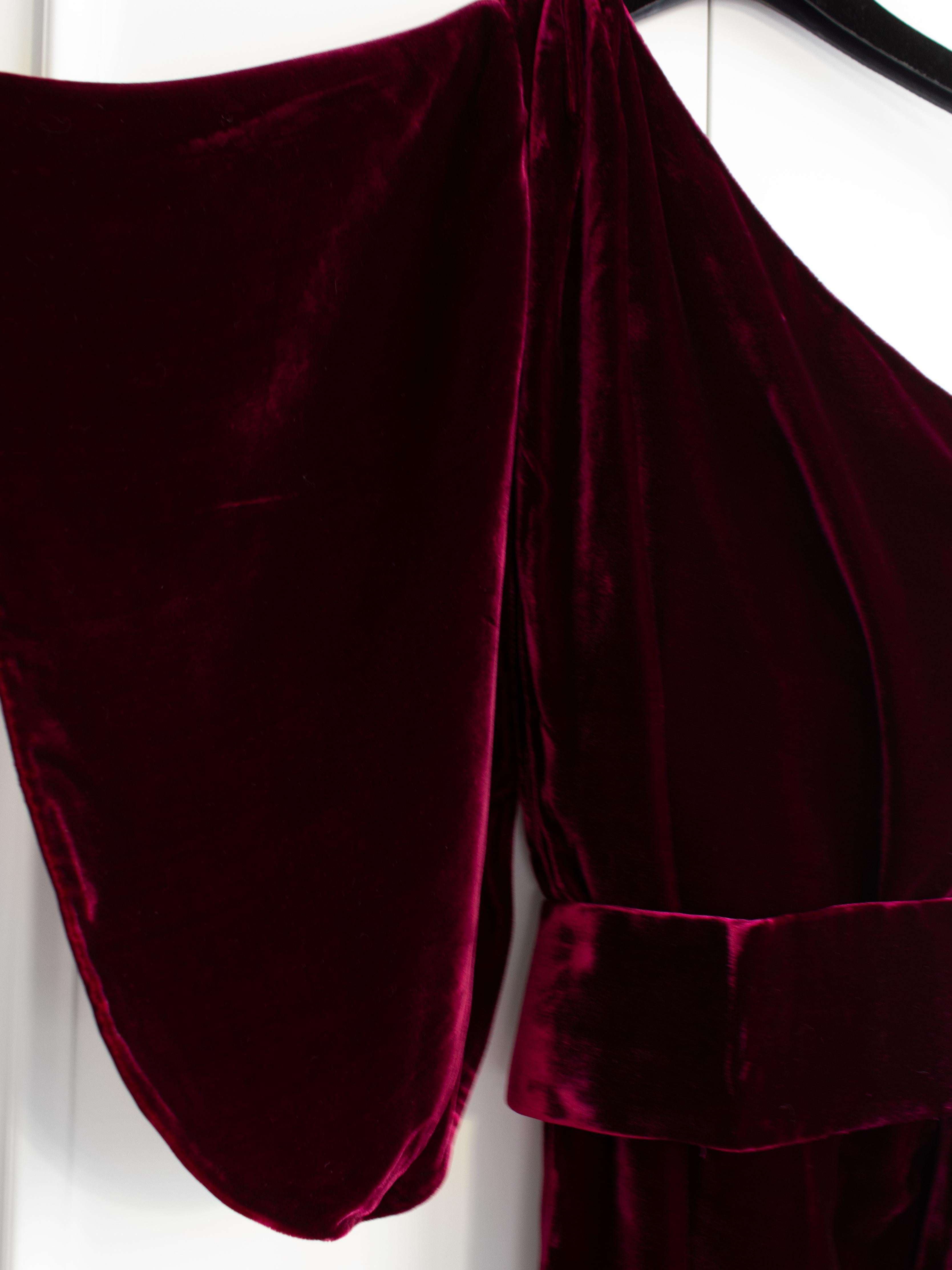 $6500 Ralph&Russo Red Carpet Lady Gaga Wine Red Burgundy Belted Velvet Ava Gown 10
