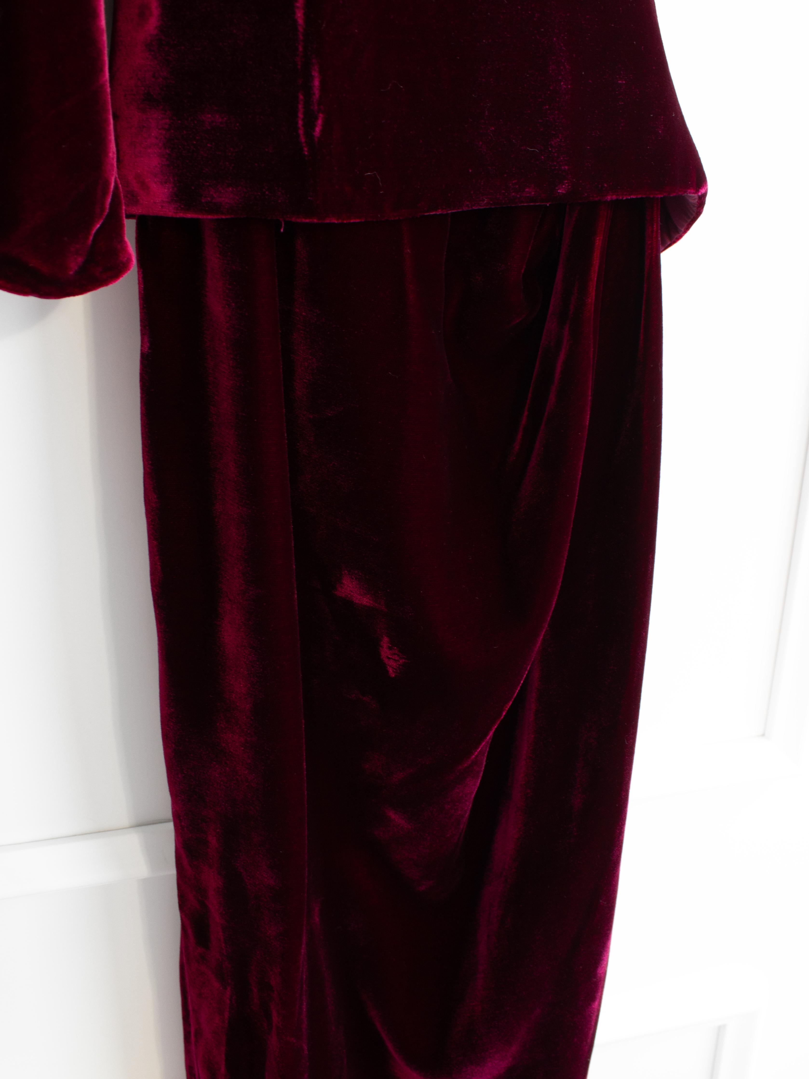 $6500 Ralph&Russo Red Carpet Lady Gaga Wine Red Burgundy Belted Velvet Ava Gown 11