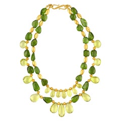 650.00 Collier à deux brins en or, citrine et péridot, carat Lime