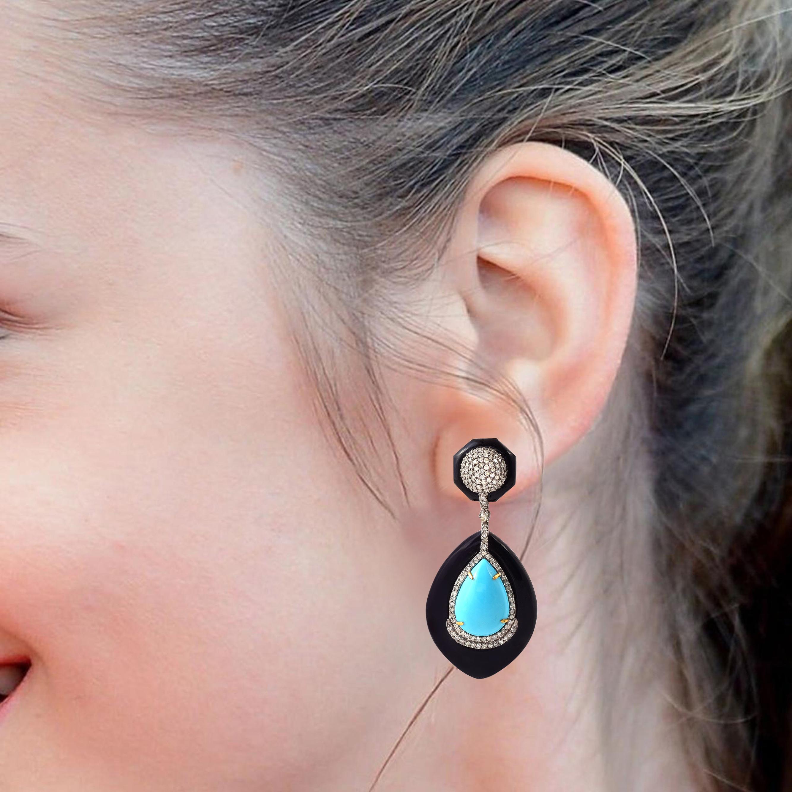 turquoise and black earrings