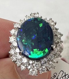 6.50ct Australian Black Opal & Diamond Platinum Ring - Magnificent!
