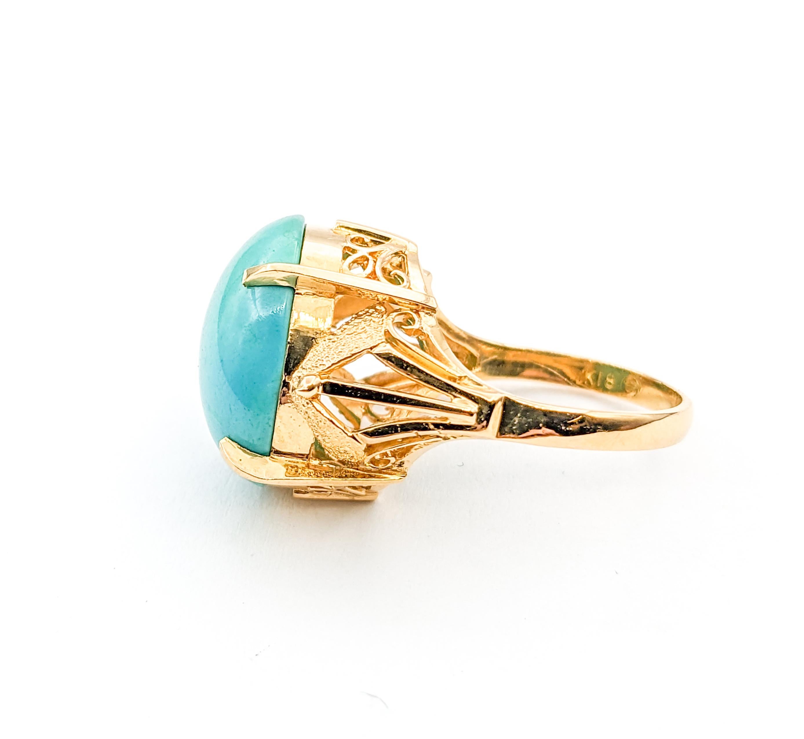 6.50ct Cabochon Turquoise In Yellow Gold For Sale 5