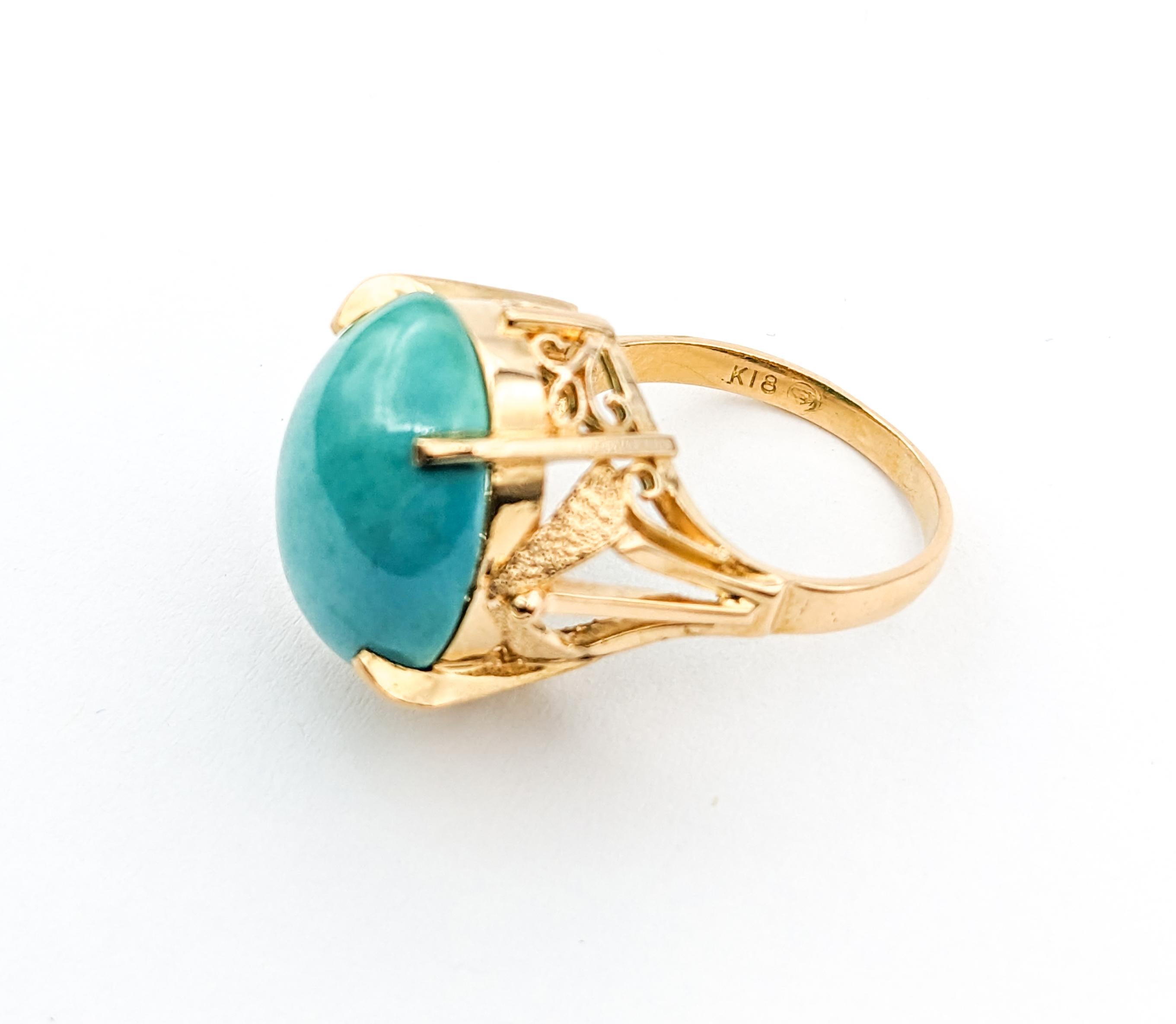6.50ct Cabochon Turquoise In Yellow Gold For Sale 7