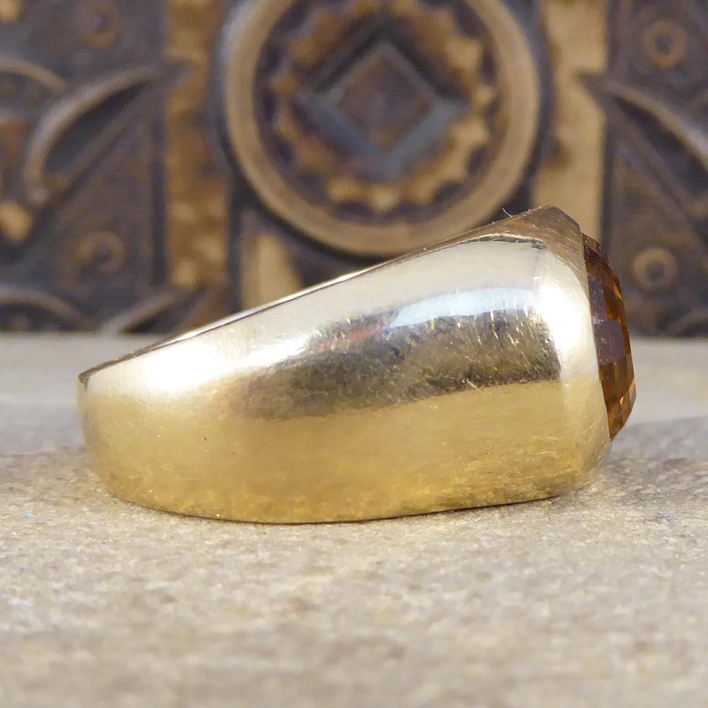 6.50ct Citrene Gypsy Set 14 Karat Gold Vintage Ring In Good Condition In Yorkshire, West Yorkshire