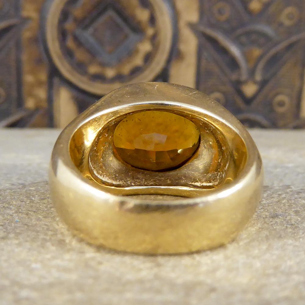 Women's or Men's 6.50ct Citrene Gypsy Set 14 Karat Gold Vintage Ring