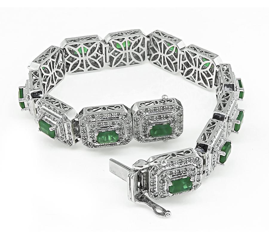 6.50ct Colombian Emerald 4.00ct Diamond Bracelet In Good Condition For Sale In New York, NY