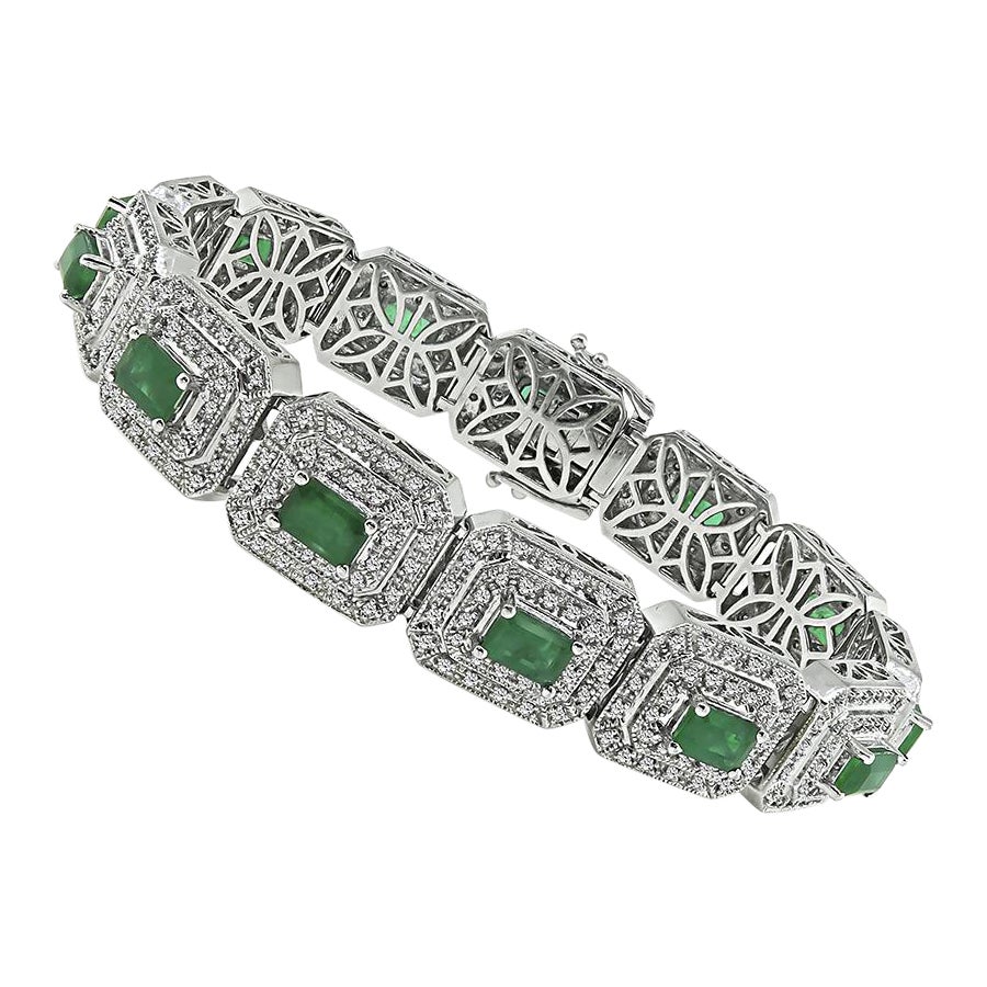 Esmeralda colombiana de 6,50 ct Pulsera de diamantes de 4,00 ct