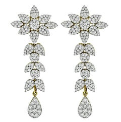 6,50ct Diamant 18k Gelb- und Weißgold Tropfenohrringe