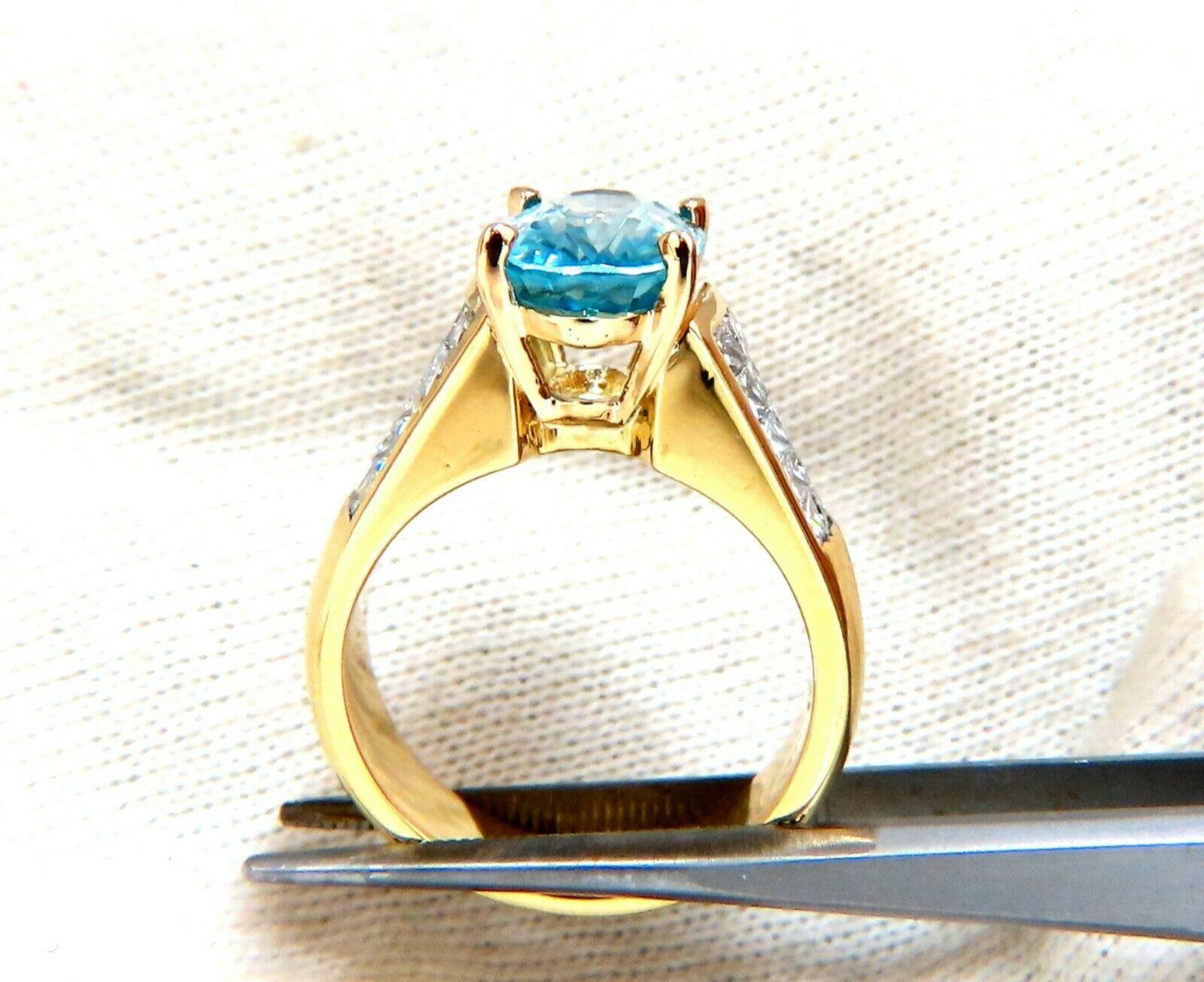 6.50 Carat Natural Blue Zircon Diamond Ring 18 Karat 2