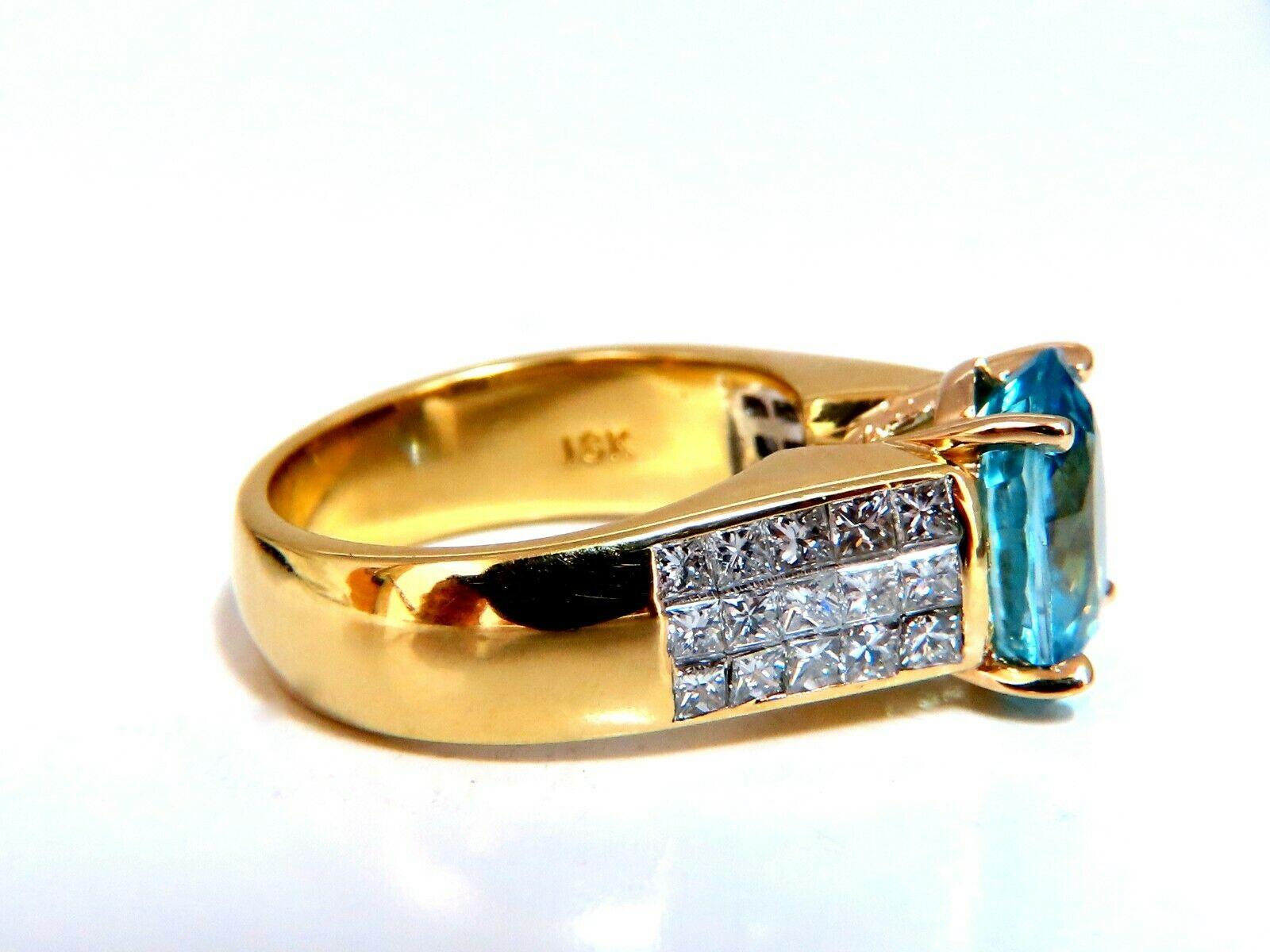 6.50 Carat Natural Blue Zircon Diamond Ring 18 Karat 4