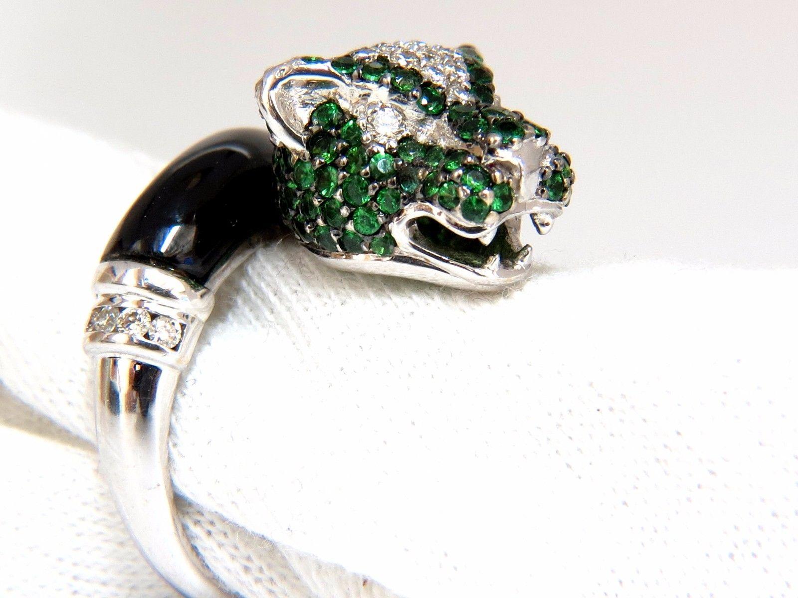 6.50ct natural green tsavorites onyx diamond ring 18kt wild panther couger 5