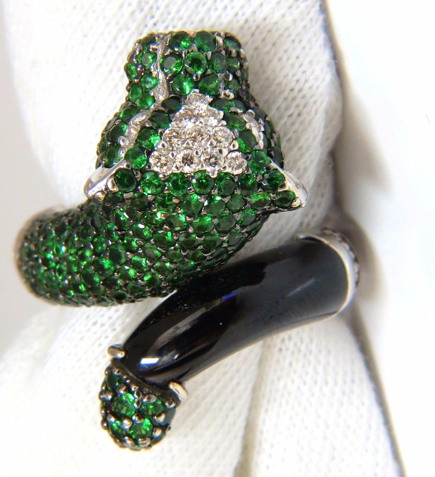6.50ct natural green tsavorites onyx diamond ring 18kt wild panther couger 3