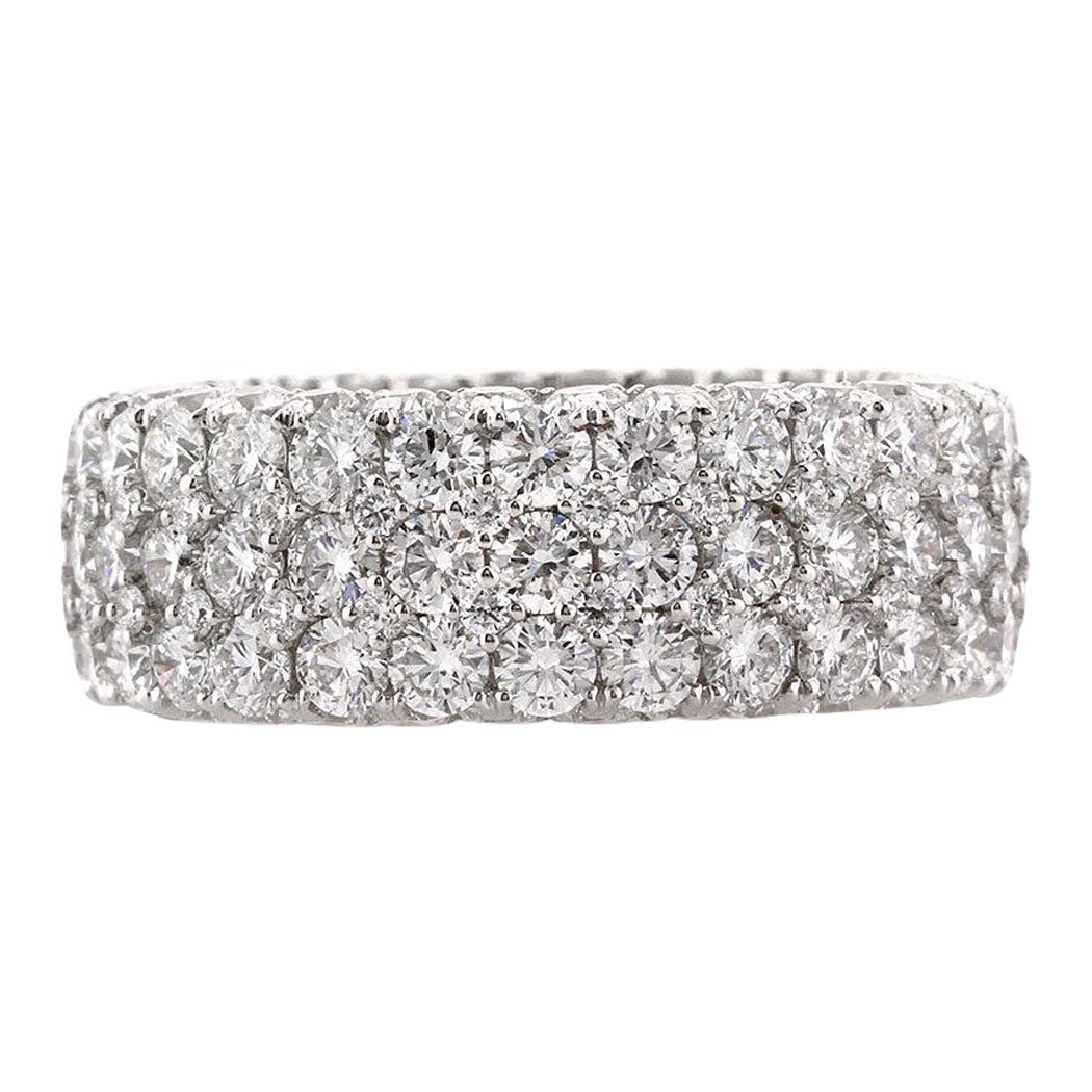 6.50ct Round Brilliant Cut Diamond Three-Row Eternity Band in 18k White Gold