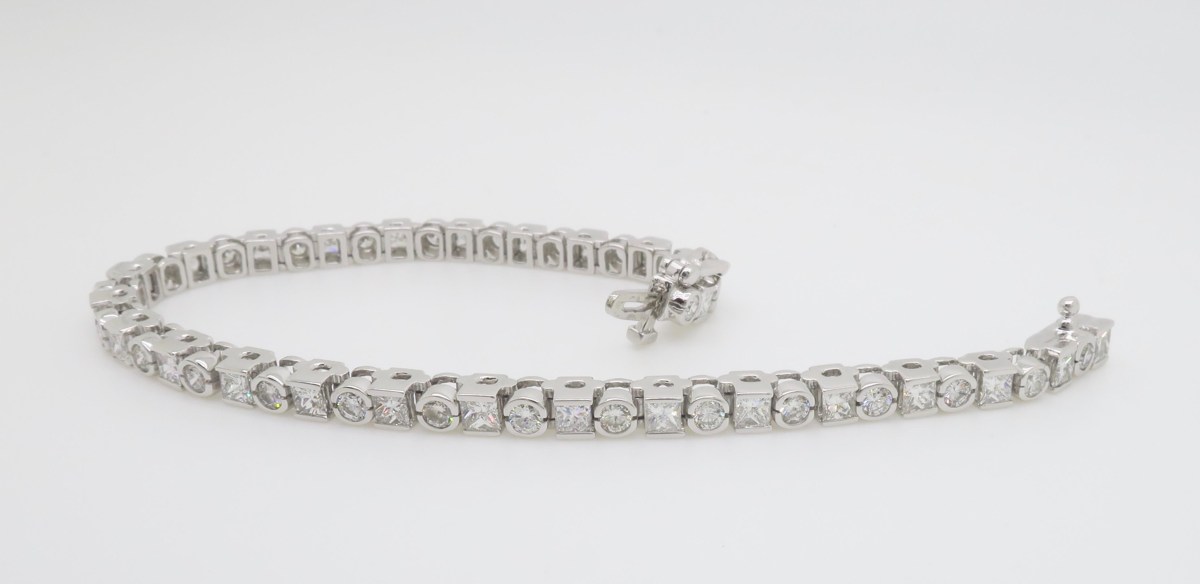 6.50CTW Diamond Bracelet made with Princess & Round Brilliant cut Diamonds 6