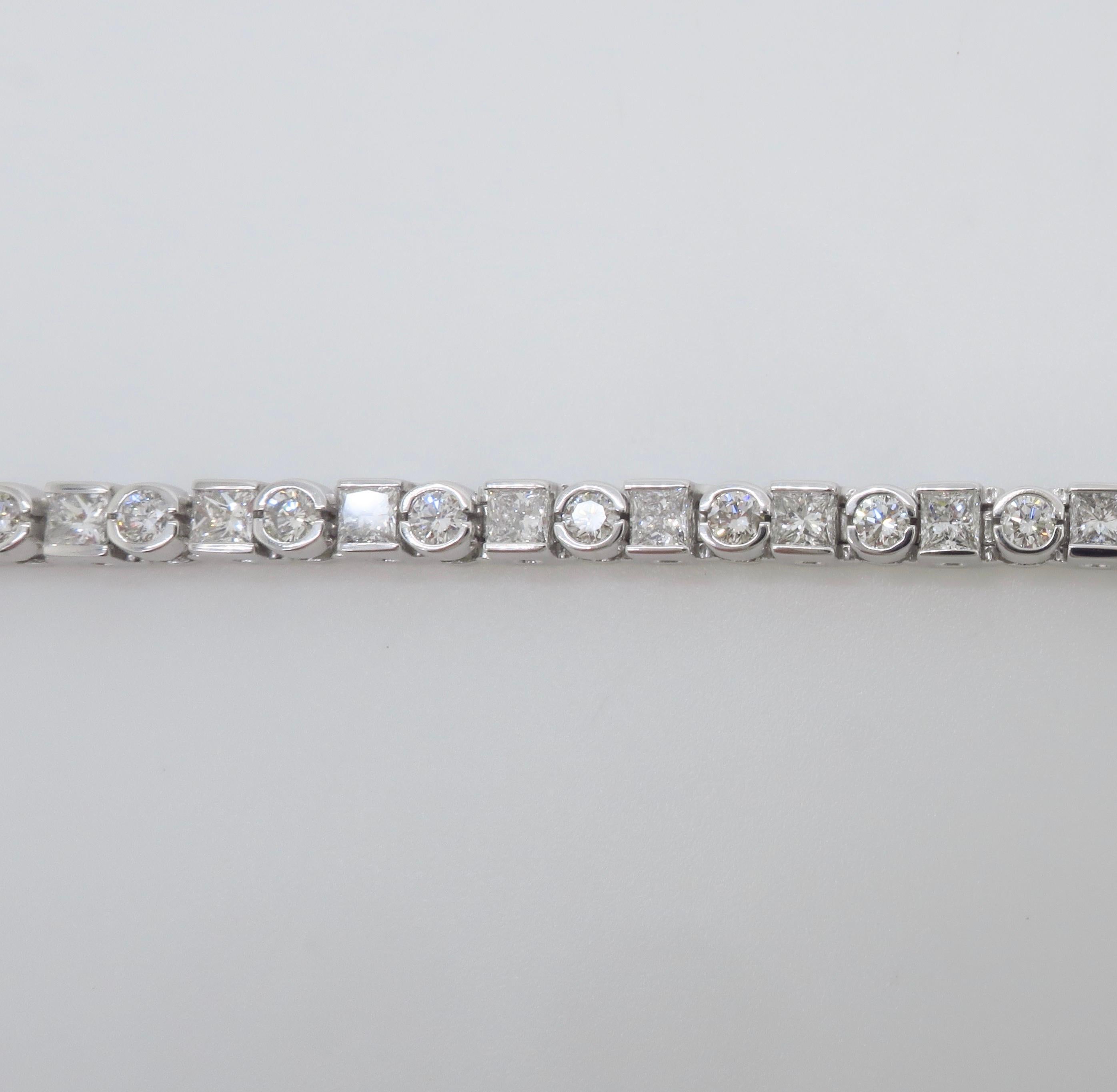 6.50CTW Diamond Bracelet made with Princess & Round Brilliant cut Diamonds 8