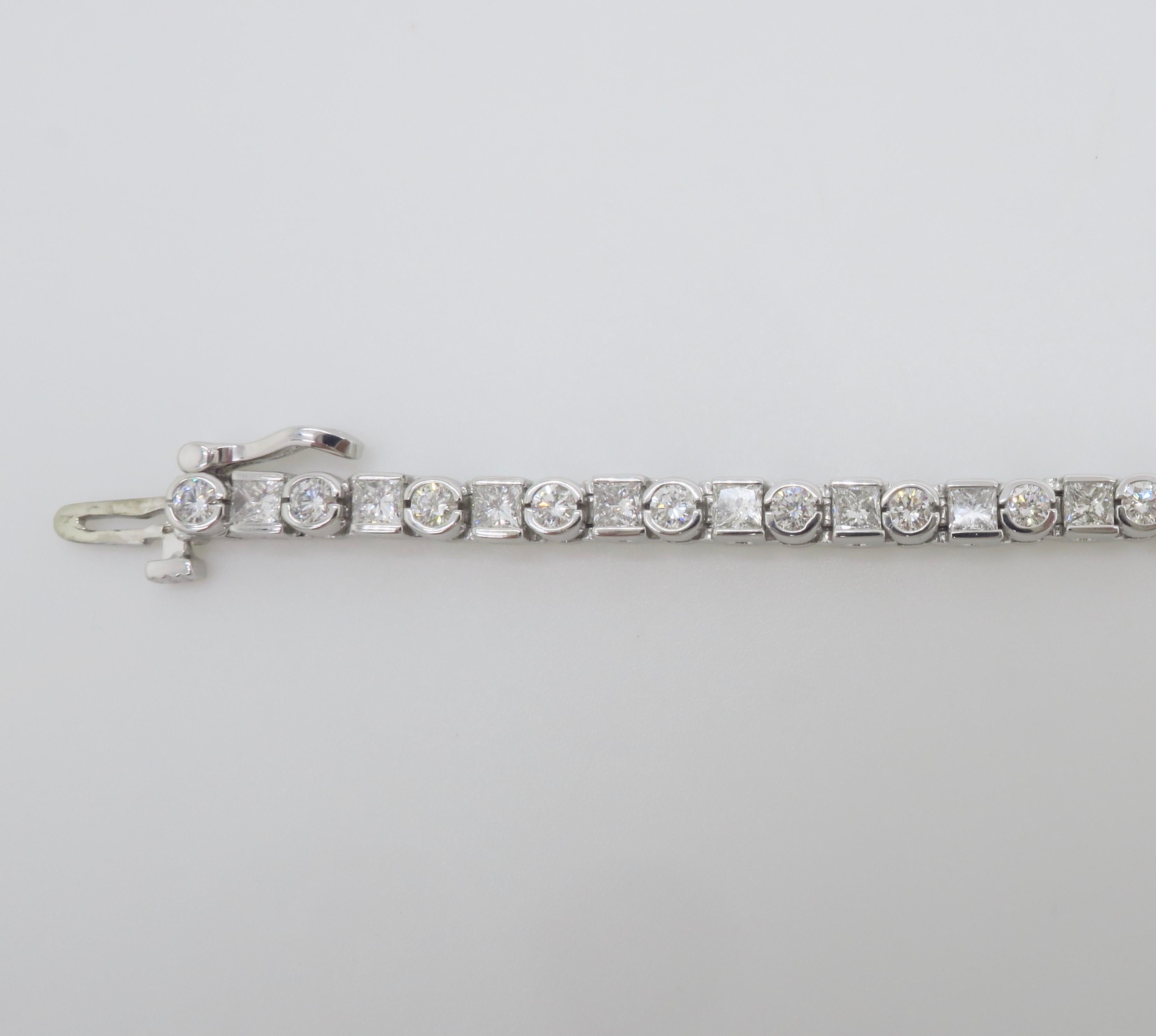 6.50CTW Diamond Bracelet made with Princess & Round Brilliant cut Diamonds 9