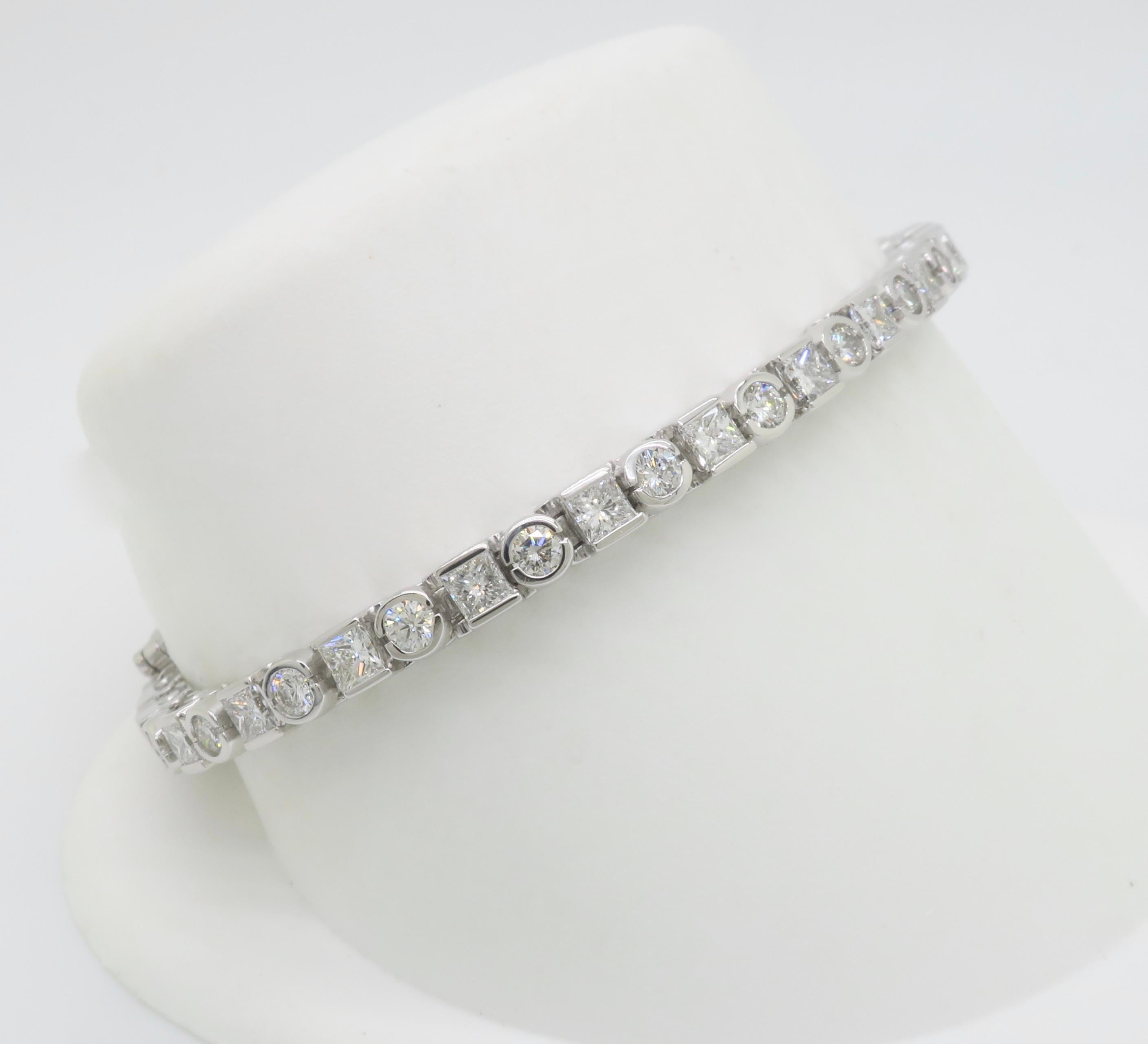 6.50CTW Diamond Bracelet made with Princess & Round Brilliant cut Diamonds 1