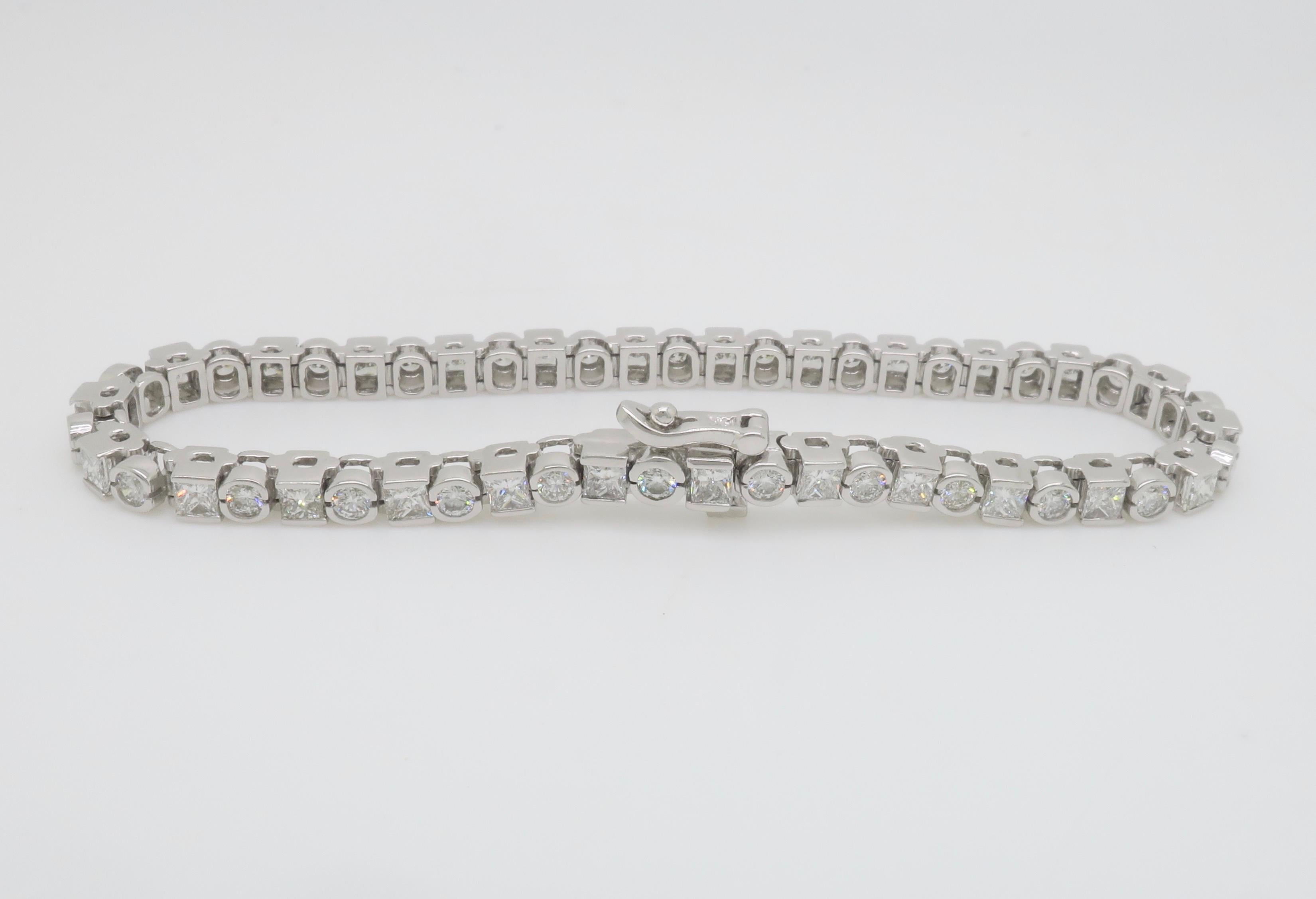 6.50CTW Diamond Bracelet made with Princess & Round Brilliant cut Diamonds 3