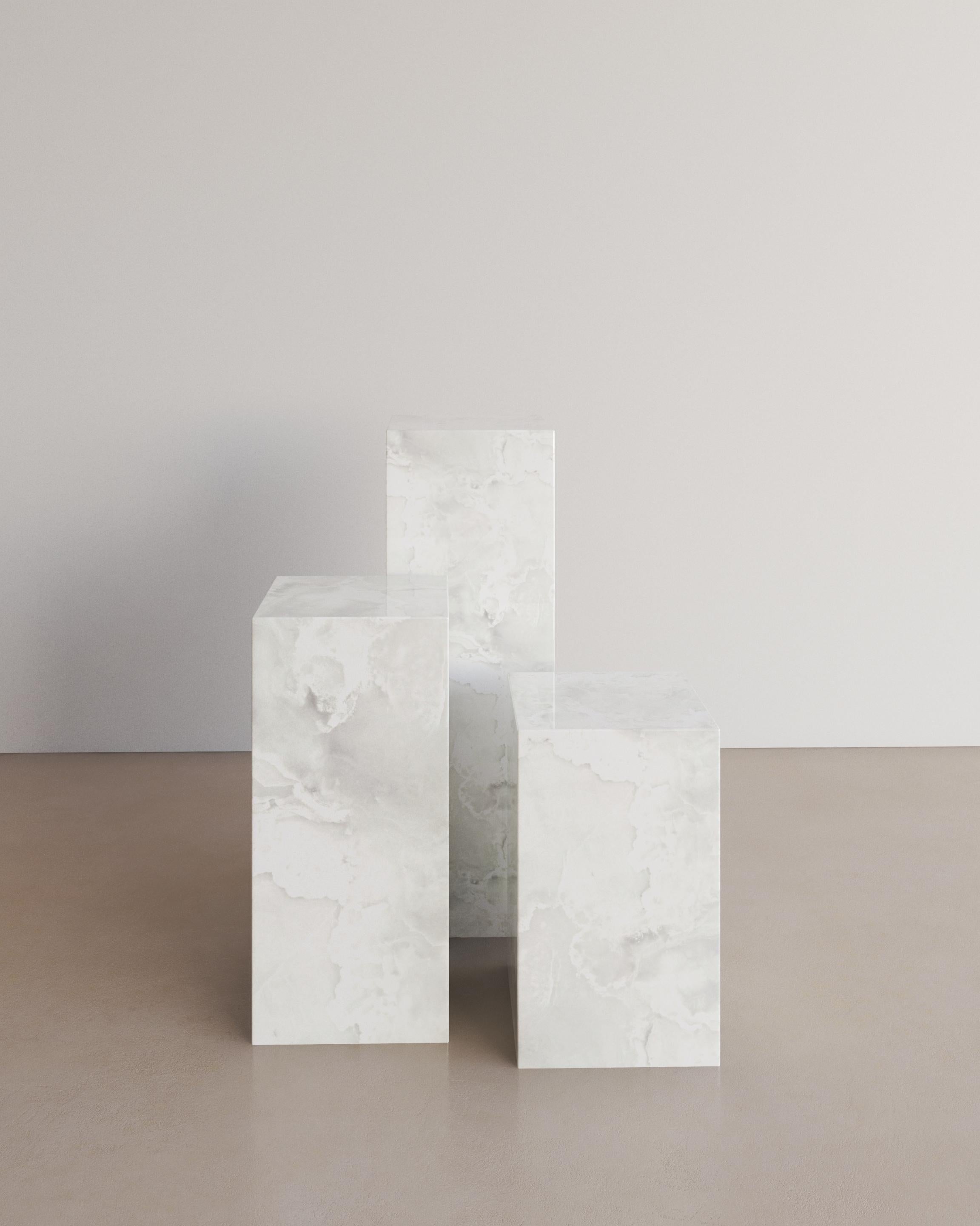650mm Nude Travertine Ètoile Pedestal by The Essentialist In New Condition For Sale In ROSE BAY, AU