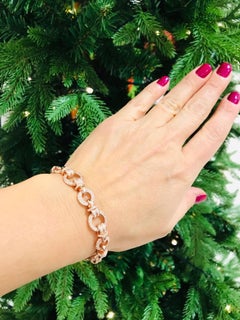 6.51 Carat Cubic Zirconia 14Kt Rose Gold Circle Linked Bracelet