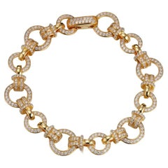 Bracelet à maillons en forme de cercle en or jaune 14 carats avec zirconia cubique de 6,51 carats