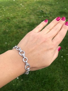 6.51 Carat Cubic Zirconia Sterling Silver Retro Circle Linked Bracelet