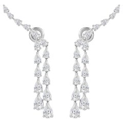 6.51 Carat Pear SI/H Diamond Dangle Drop Earrings 18 Karat White Gold